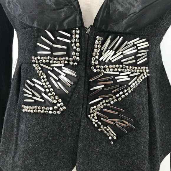 BKE Blazer Jacket Womens Medium Black Wool Blend Tuxedo Embellished Ladies - Picture 6 of 11